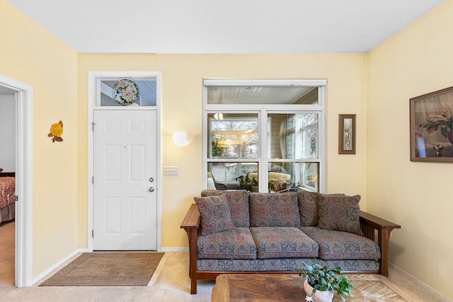 living room with carpet flooring