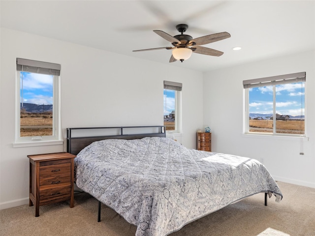 4 Sapphire Way, Sheridan, MT 59749 - bedroom featuring carpet floors, baseboards, ceiling fan, and recessed lighting