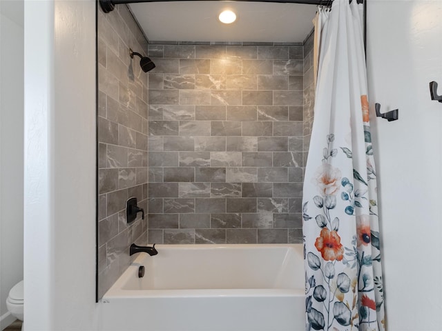 4 Sapphire Way, Sheridan, MT 59749 - bathroom with shower / bathtub combination with curtain, toilet, and recessed lighting