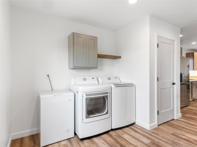 4 Sapphire Way, Sheridan, MT 59749 - laundry room with washer and dryer, light wood-style flooring, baseboards, and recessed lighting