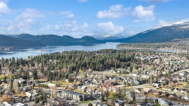 659 Copperwood Ct, Whitefish, MT 59937 - aerial overview of property's location with a water and mountain view, a forest, and nearby suburban area