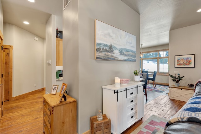 interior space with light hardwood / wood-style flooring