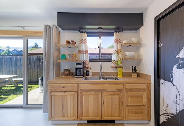 bar with sink and a healthy amount of sunlight