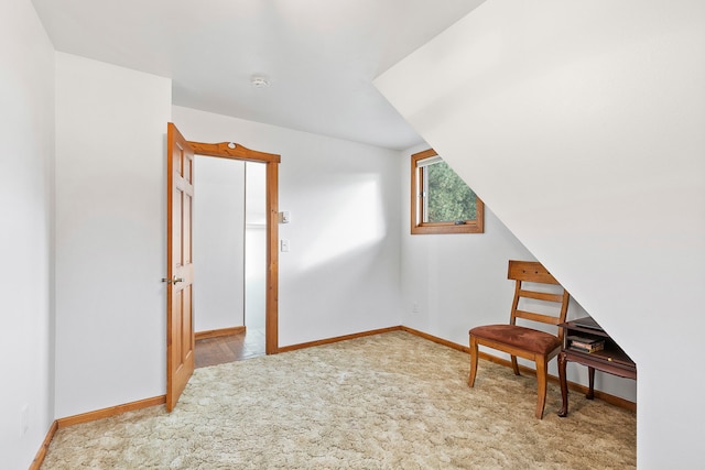 additional living space featuring light colored carpet