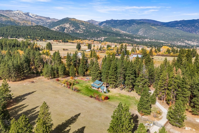 birds eye view of property with a mountain view