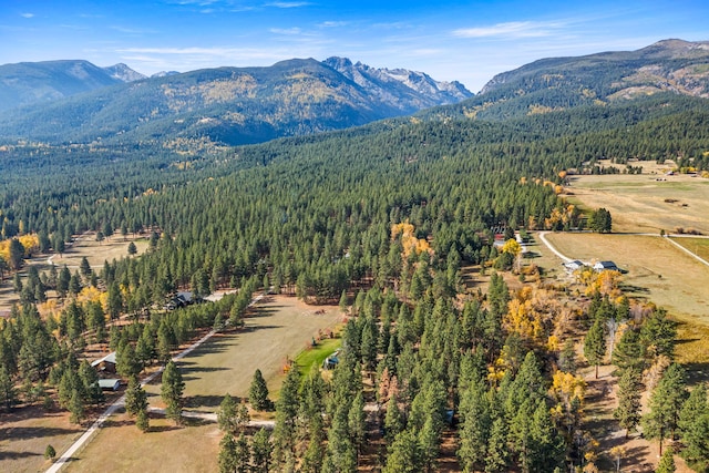 birds eye view of property featuring a mountain view