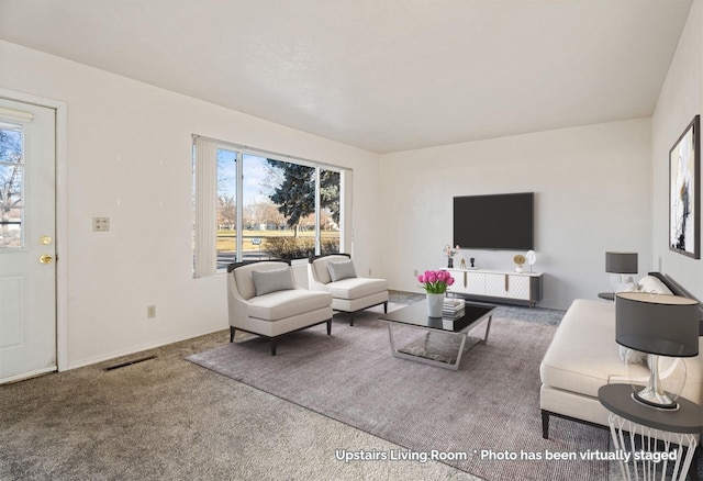 living room featuring carpet flooring