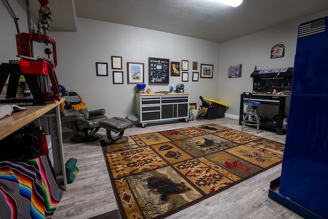 interior space with hardwood / wood-style flooring