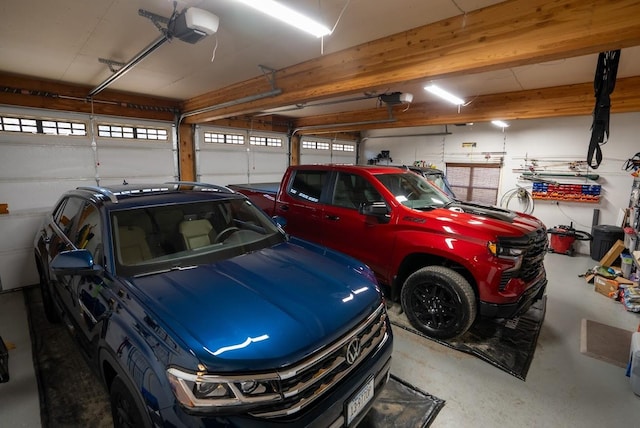 garage with a garage door opener