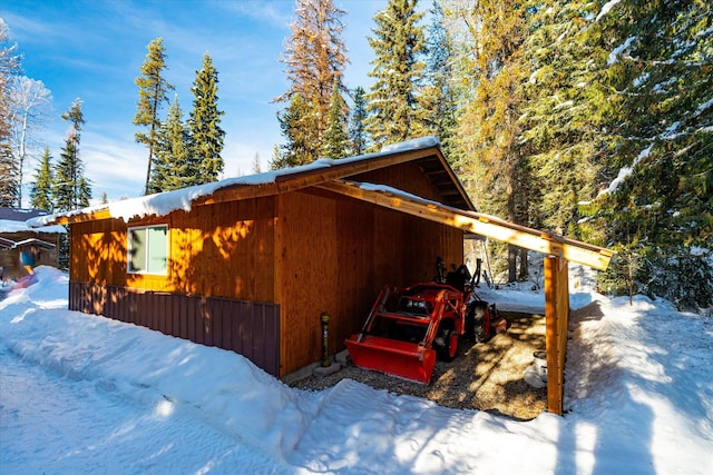 view of snow covered exterior