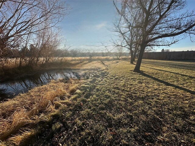 view of yard with a water view