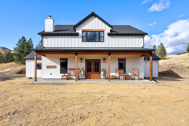 back of property with french doors