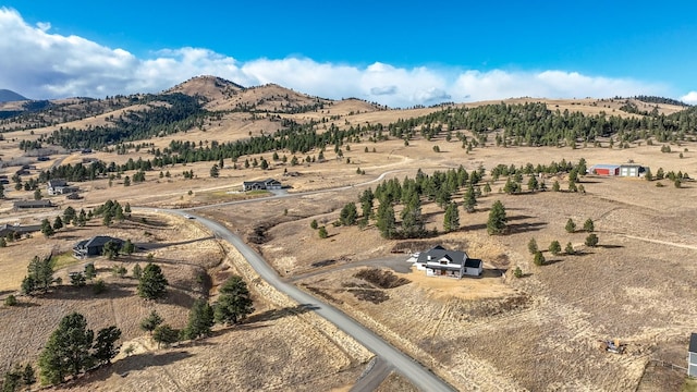 aerial view with a mountain view and a rural view