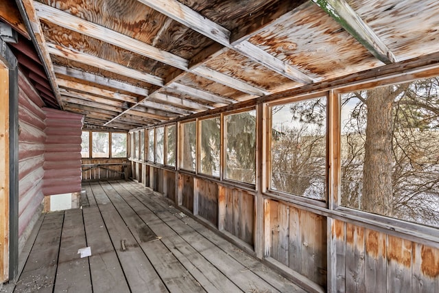 view of unfurnished sunroom