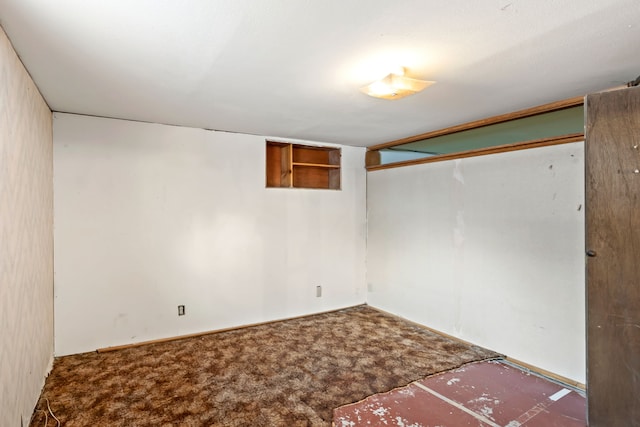 basement with carpet flooring