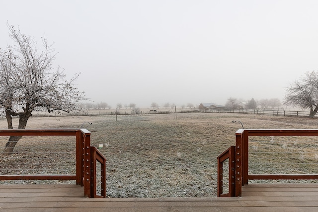 deck featuring a rural view