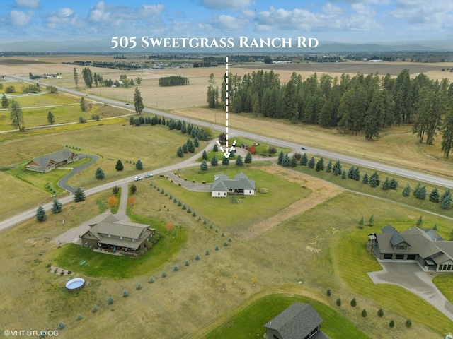 aerial view featuring a rural view