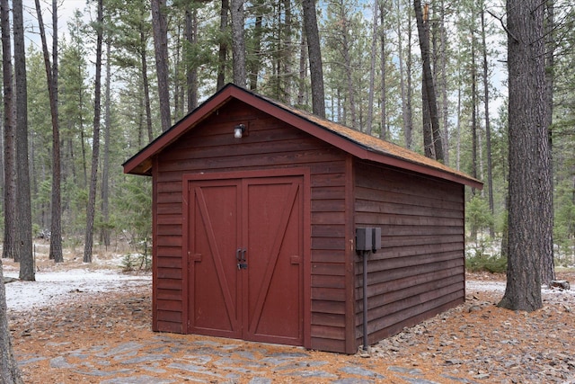 view of shed