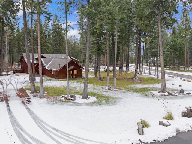 view of yard covered in snow