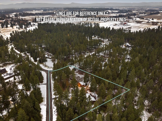 birds eye view of property with a view of trees