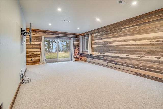 interior space with wooden walls