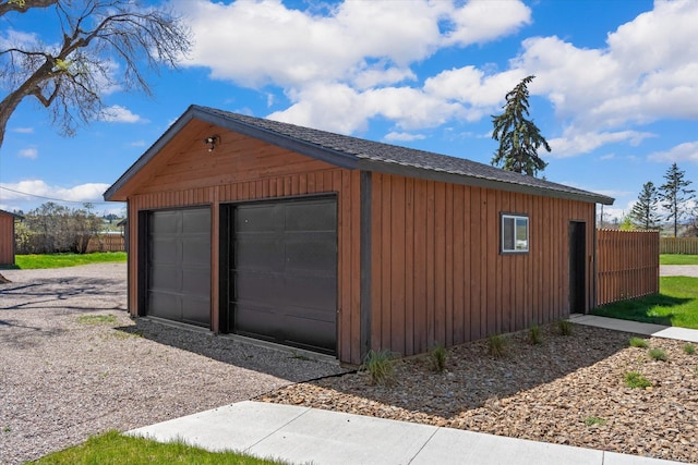 view of detached garage