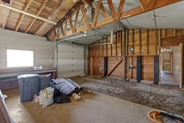 garage with a garage door opener