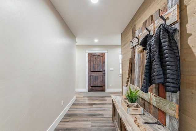 mudroom featuring hardwood / wood-style floors