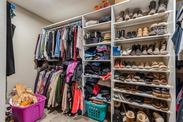 spacious closet with carpet flooring