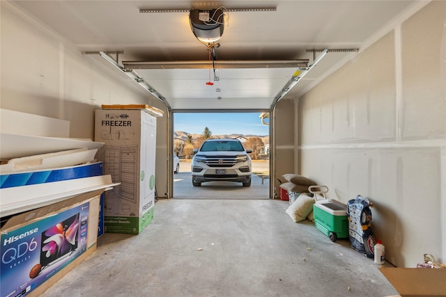 garage with a garage door opener