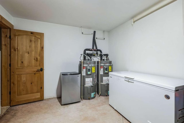 utility room with water heater