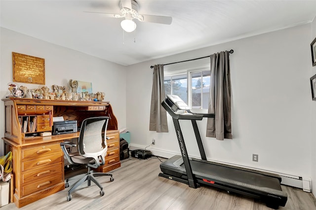11125 Silver St, Clinton, MT 59825 - office area with light wood-style flooring, ceiling fan, and baseboards