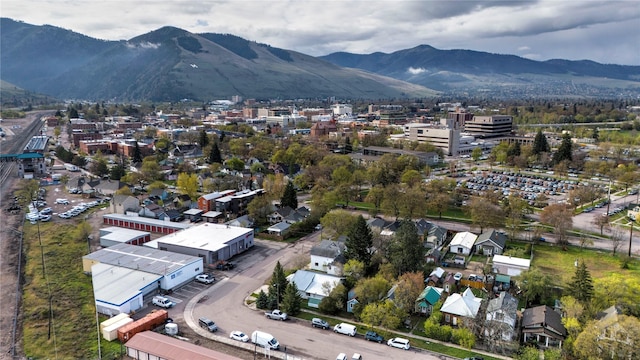 aerial view with a mountain view