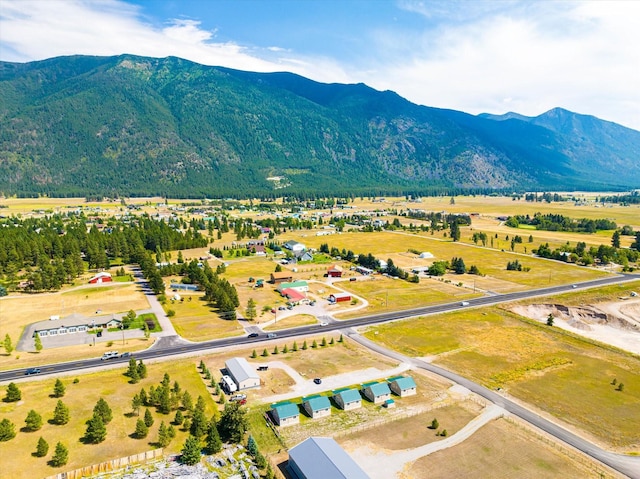 birds eye view of property with a mountain view