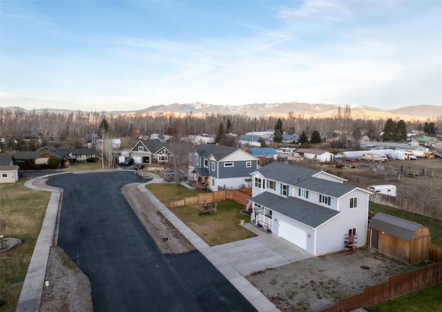 drone / aerial view with a mountain view