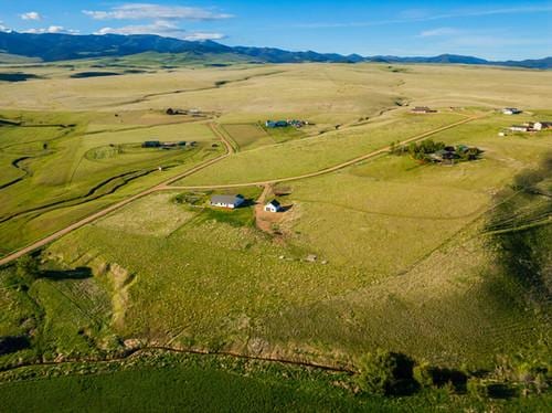 aerial view with a rural view