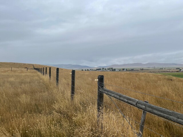 view of yard with a mountain view and a rural view