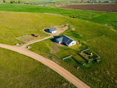 drone / aerial view with a rural view