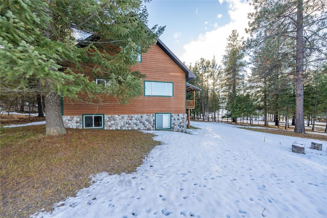 view of snow covered exterior