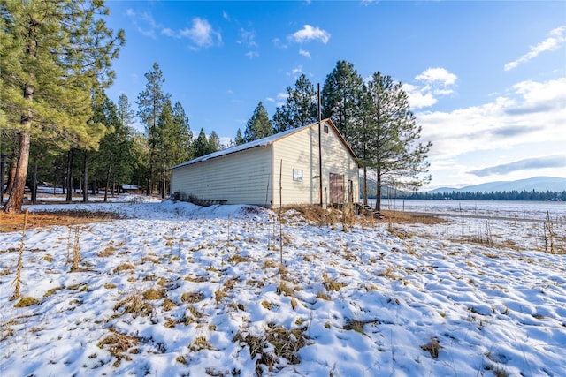 exterior space featuring a mountain view