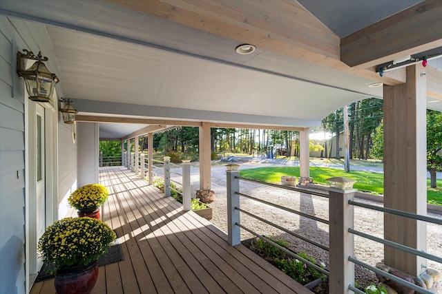 wooden deck featuring a porch