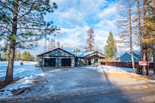 view of front of house with a garage