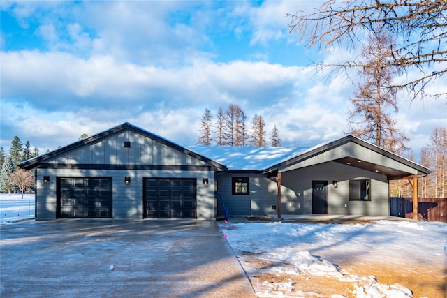 view of front of home with a garage