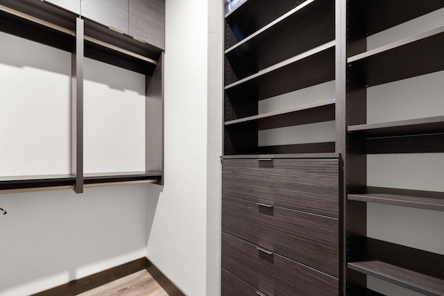 spacious closet featuring light hardwood / wood-style flooring