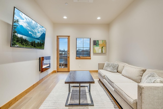 living room featuring light hardwood / wood-style flooring