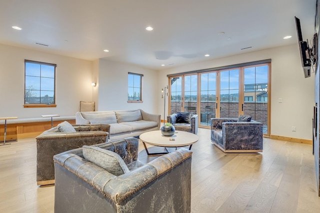 living room featuring light wood-type flooring