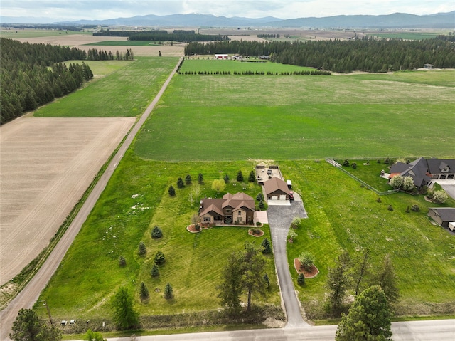 aerial view with a rural view and a mountain view