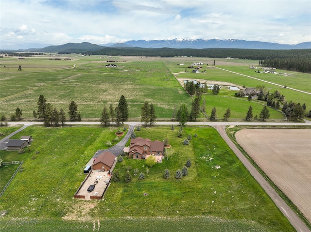 bird's eye view with a rural view and a mountain view