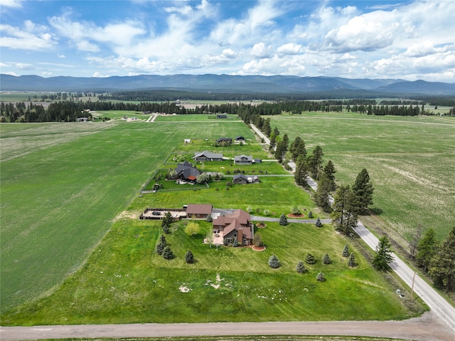 bird's eye view with a rural view and a mountain view