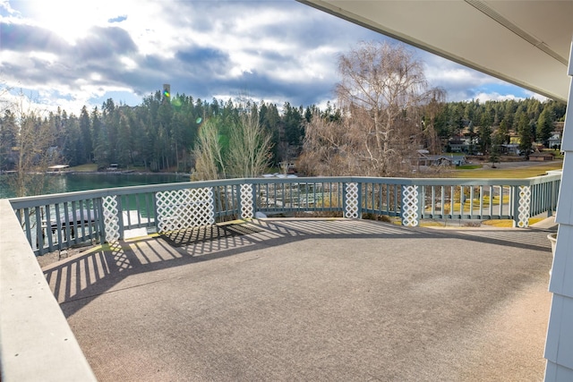 view of patio / terrace with a water view